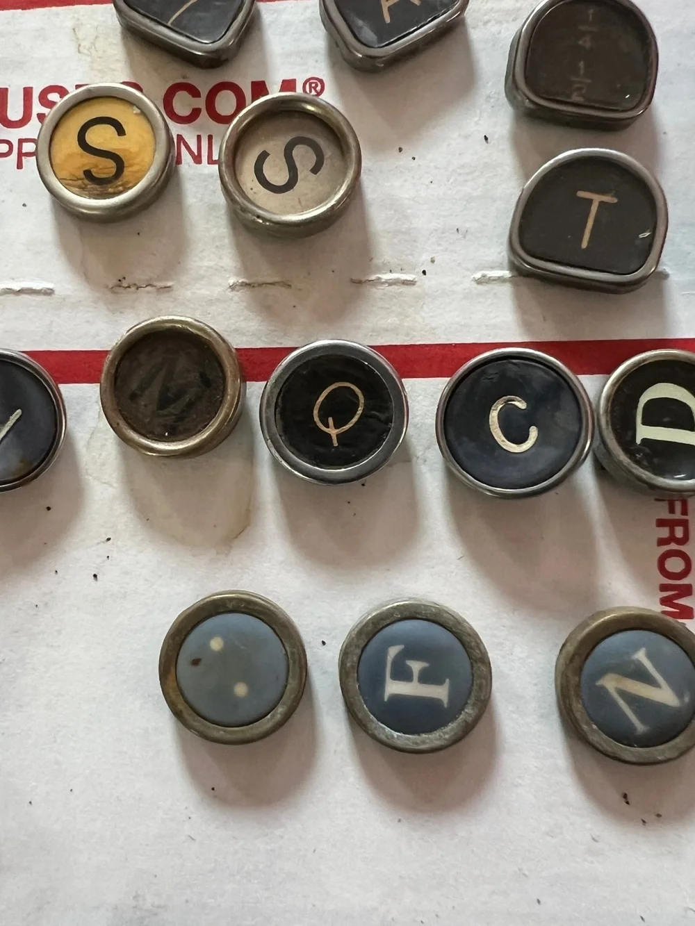 Vintage TYPEWRITER KEYS mixed lot of 46